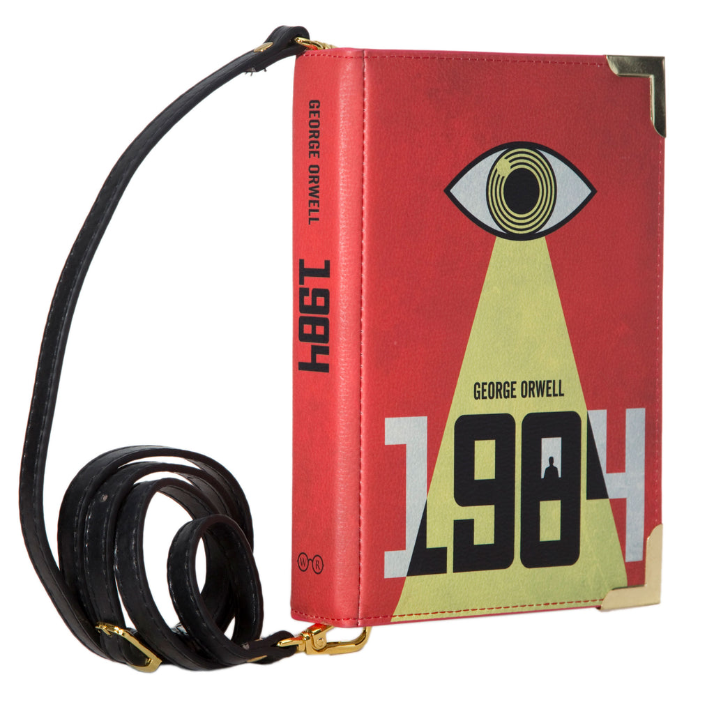 1984 Red and Yellow Handbag by George Orwell featuring Big Brother Eye design, by Well Read Co. - Side