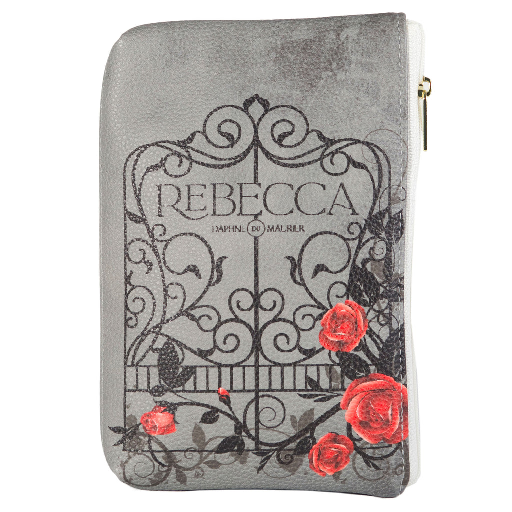Rebecca Grey Pouch Purse by Daphne du Maurier featuring Ornate Gate covered in Roses design, by Well Read Co. - Front