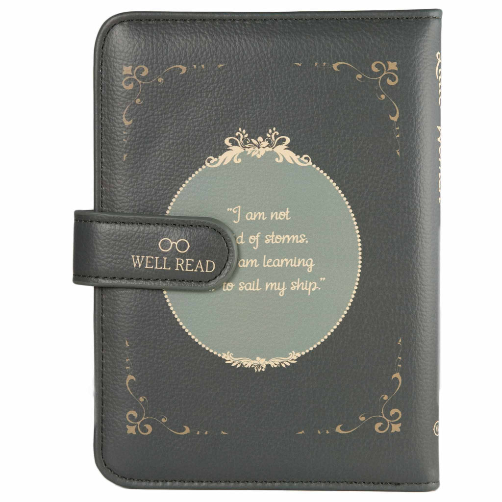 Little Women Green Kindle Case by Louisa May Alcott featuring Young Woman Profile, by Well Read Co. - Back View, Clasp Closed