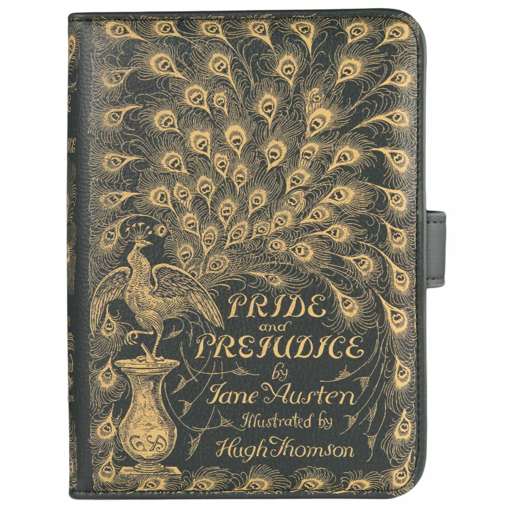 Pride and Prejudice Kindle Case by Jane Austen with Peacock design, by Well Read Co. - Front