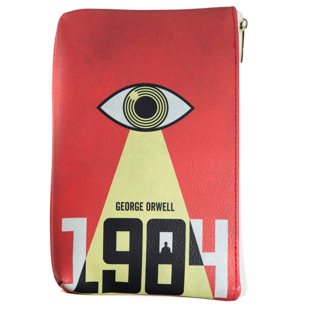 1984 Red and Yellow Pouch Purse by George Orwell featuring Watchful Eye design, by Well Read Co. - Front