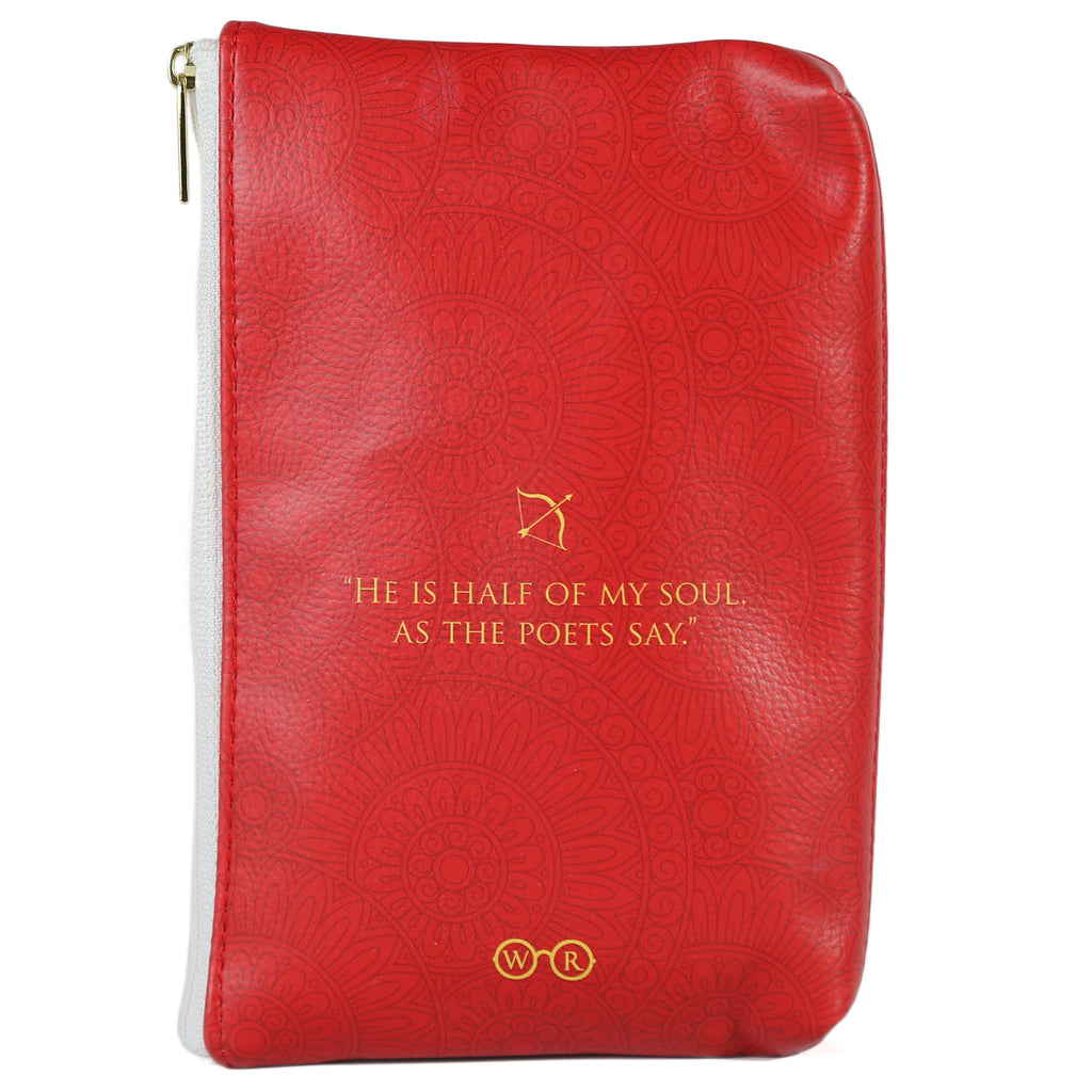 The Song of Achilles Red Pouch Purse by Madeline Miller featuring Golden Trojan Helmet design, by Well Read Co. - Back