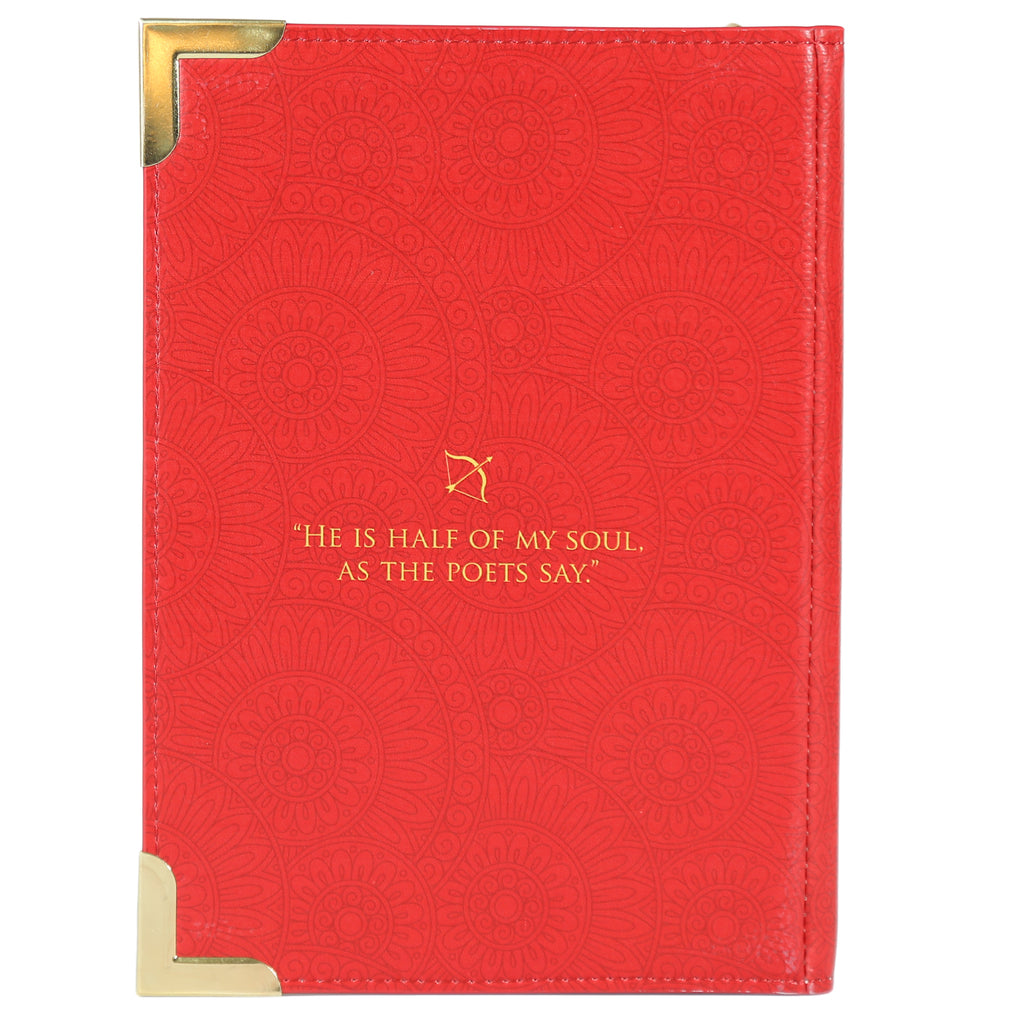 The Song of Achilles Red Handbag by Madeline Miller featuring Gold Trojan Helmet design, by Well Read Co. - Back