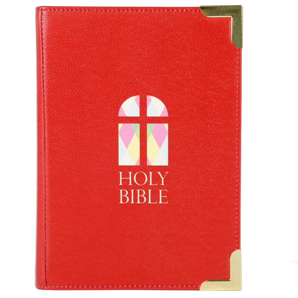 The Holy Bible Red Handbag by Well Read Co. featuring Stained-Glass Window design - Front
