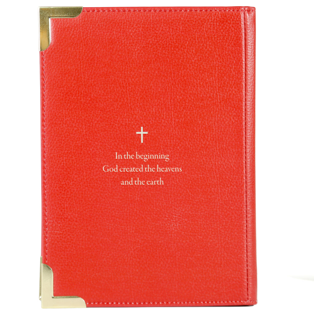 The Holy Bible Red Handbag by Well Read Co. featuring Stained-Glass Window design - Back