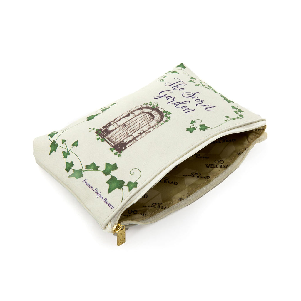 The Secret Garden Green Pouch Purse by F.H. Burnett featuring Ivy-covered Gate design, by Well Read Co. - Inside