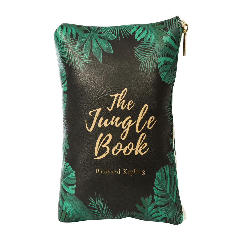 The Jungle Book Black Pouch Purse by Rudyard Kipling featuring Jungle Leaves design, by Well Read Co. - Front