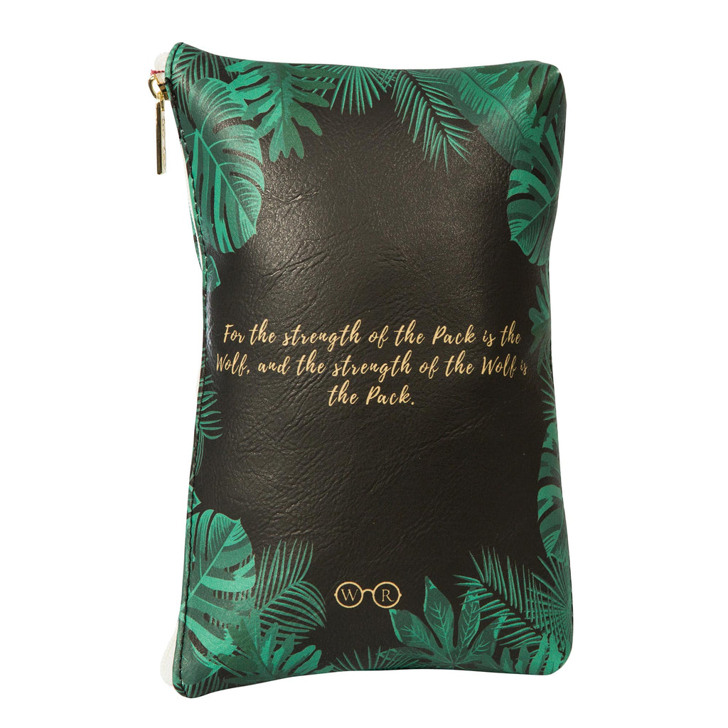 The Jungle Book Black Pouch Purse by Rudyard Kipling featuring Jungle Leaves design, by Well Read Co. - Back
