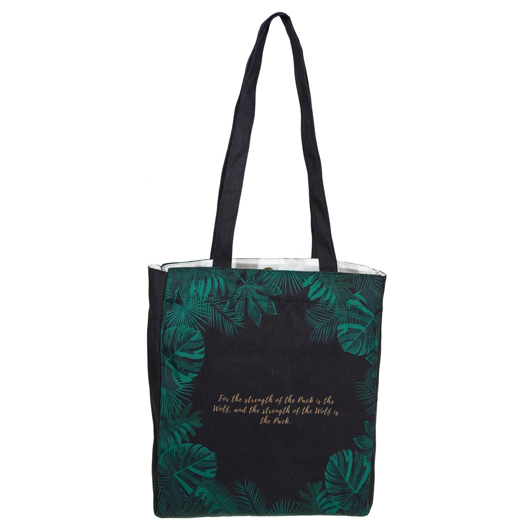 The Jungle Book Green Tote Bag by Rudyard Kipling featuring Jungle Leaves design, by Well Read Co. - Back