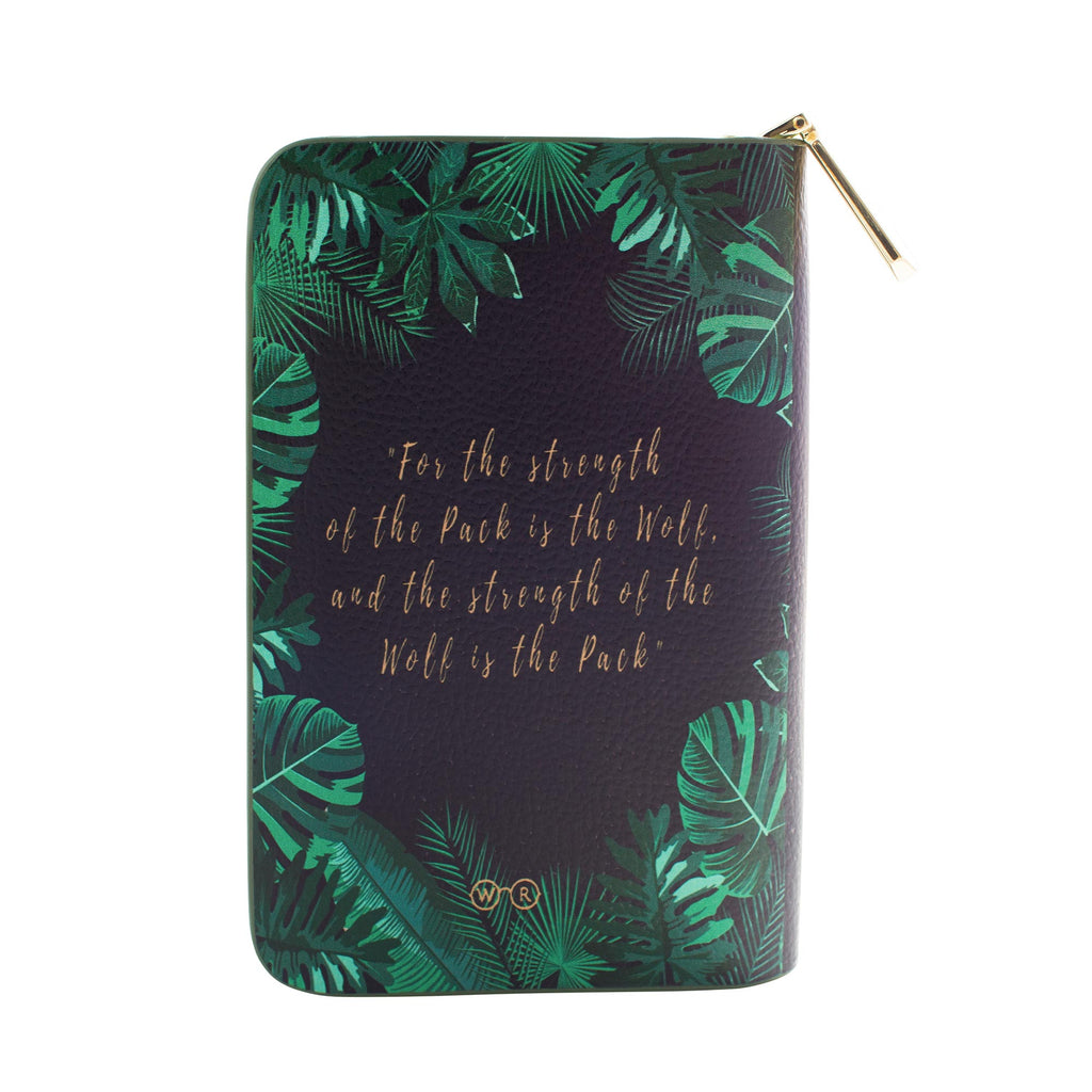 The Jungle Book Black Wallet Purse by Rudyard Kipling featuring Jungle Leaves design, by Well Read Co. - Back