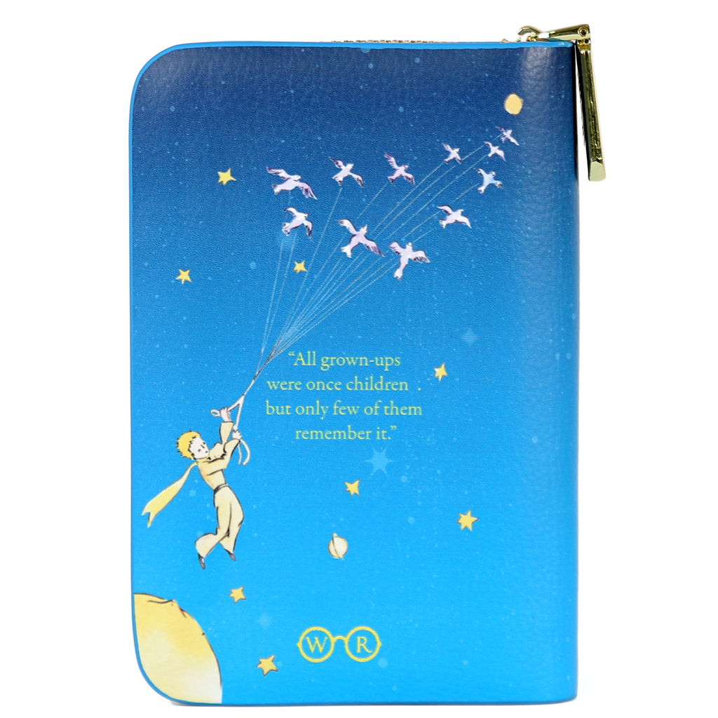 The Little Prince Blue Zip Around Wallet by Antoine de Saint-Exupéry featuring Little Prince on his Home Planet design, by Well Read Co. - Back