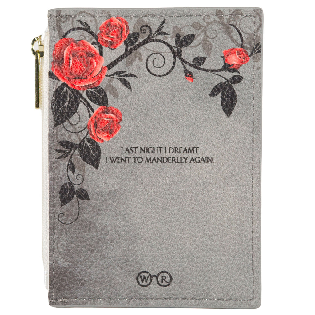 Rebecca Grey Coin Purse by Daphne du Maurier featuring Ornate Gate covered in Roses design, by Well Read Co. - Back