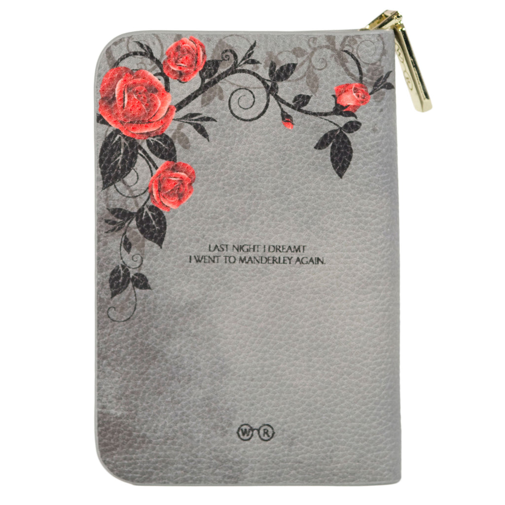 Rebecca Grey Zip Around Wallet by Daphne du Maurier featuring Ornate Gate covered in Roses design, - Back