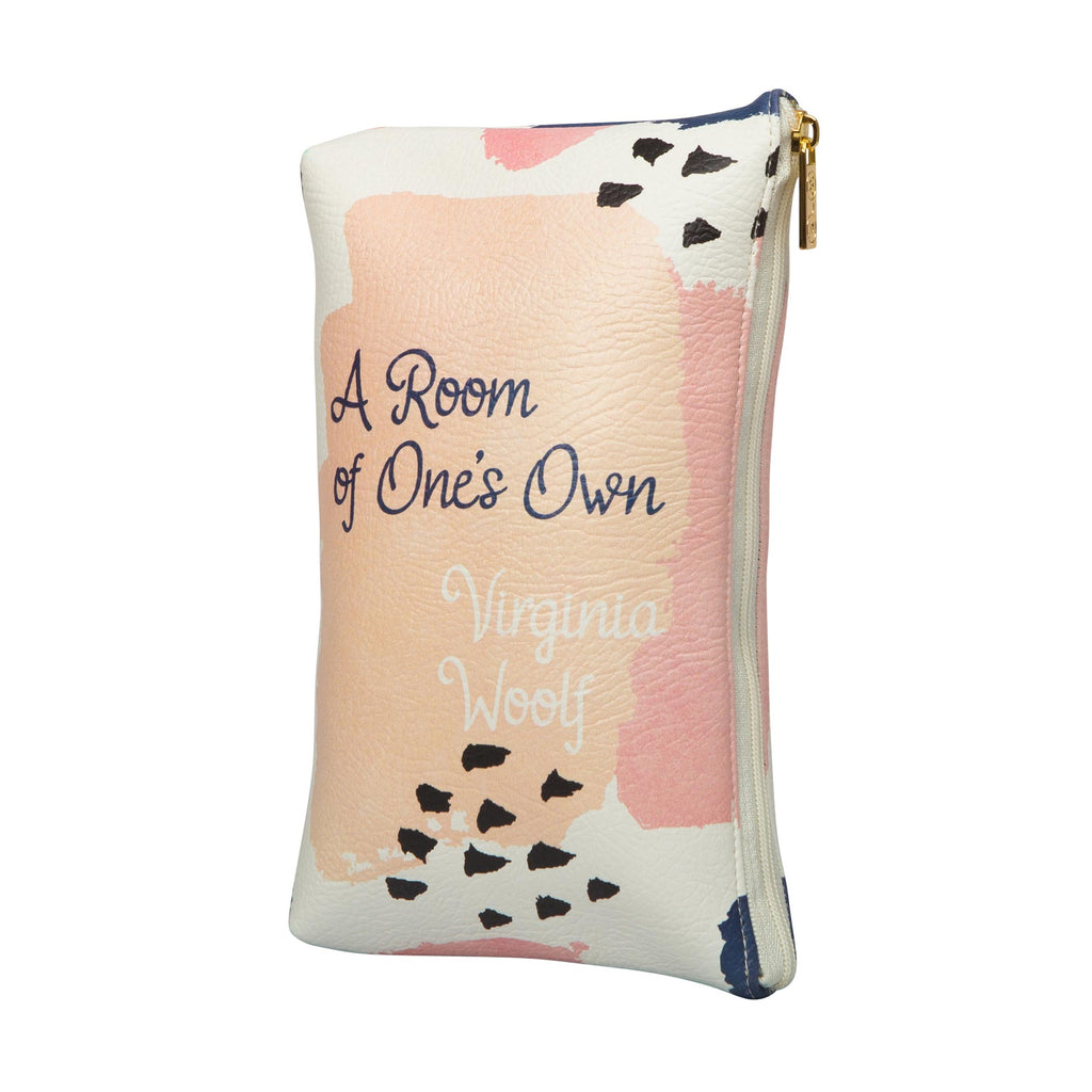 A Room of One's Own Vegan Leather Pouch Purse by Virginia Woolf with Paint Splotches design, by Well Read Co. - Side