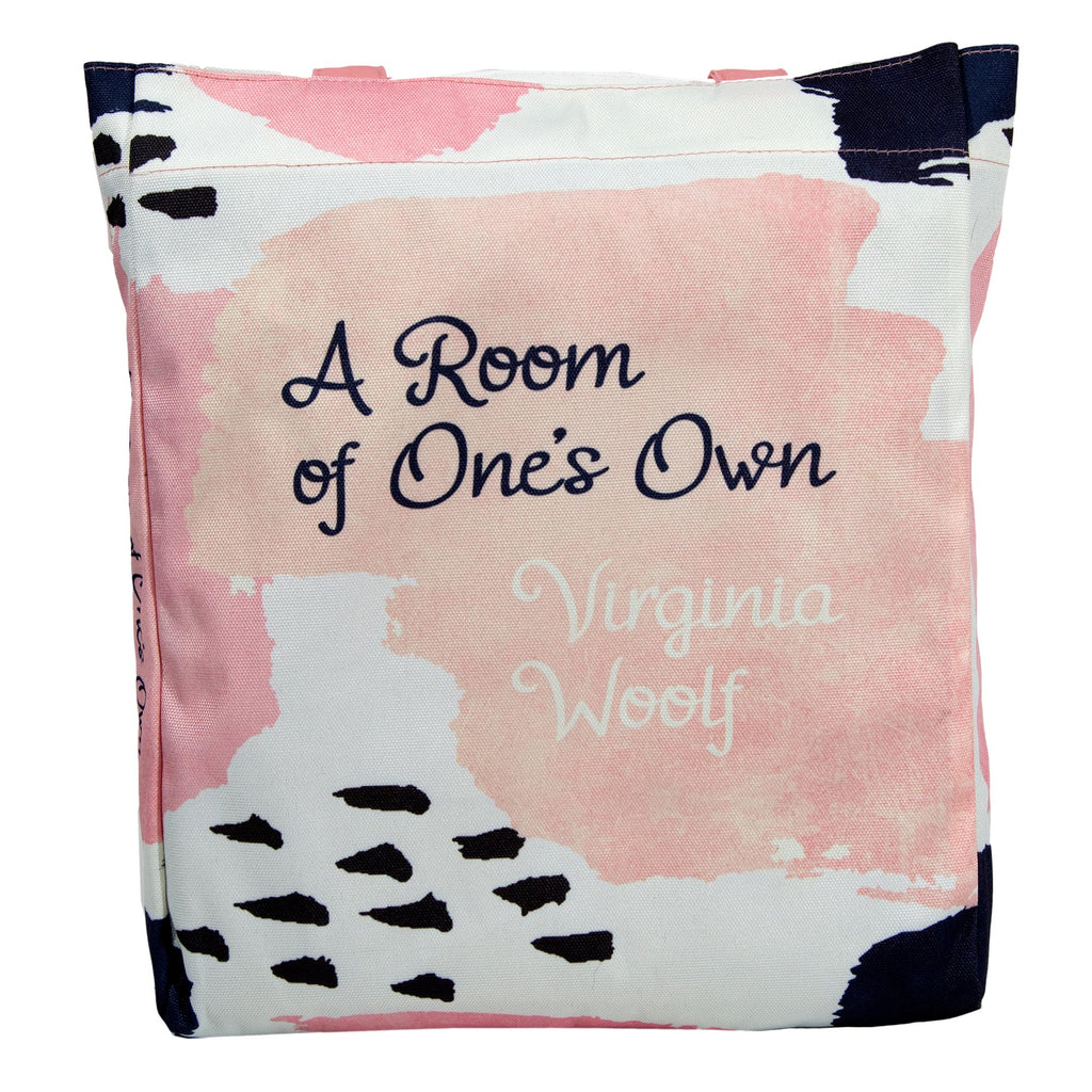 A Room of One's Own Pink and Blue Tote Bag by Virginia Woolf featuring Paint Splotches design, by Well Read Co. - Large Bag