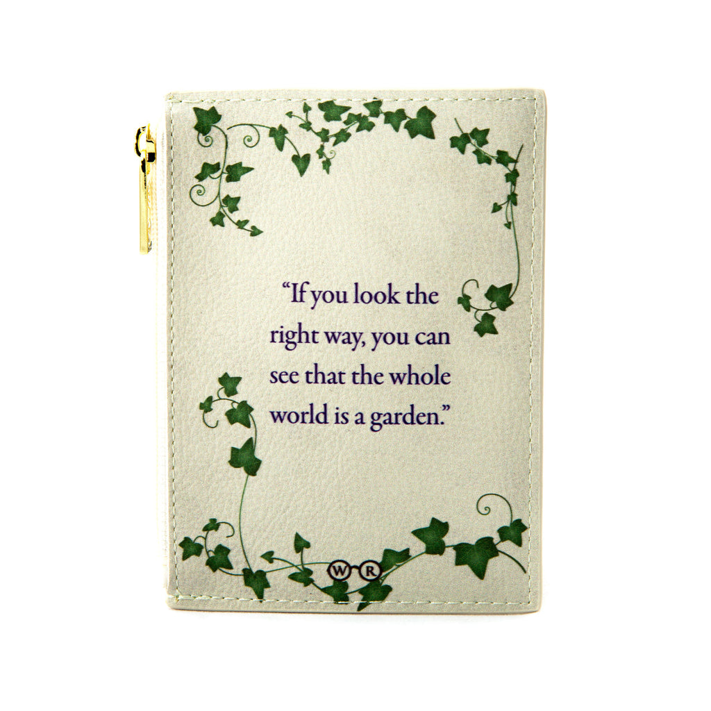 The Secret Garden Grey Coin Purse by F.H. Burnett featuring Ornate Gate design, by Well Read Co. - Back