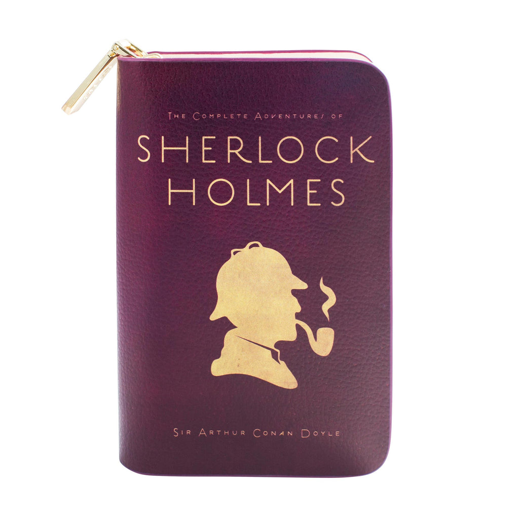 Sherlock Holmes Burgundy Wallet Purse by Arthur Conan Doyle featuring Silhouette of Sherlock Holmes, by Well Read Co. - Front