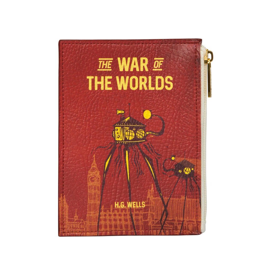 The War of the Worlds Red Coin Purse by H.G. Wells featuring Martian Tripod design, by Well Read Co. - Front