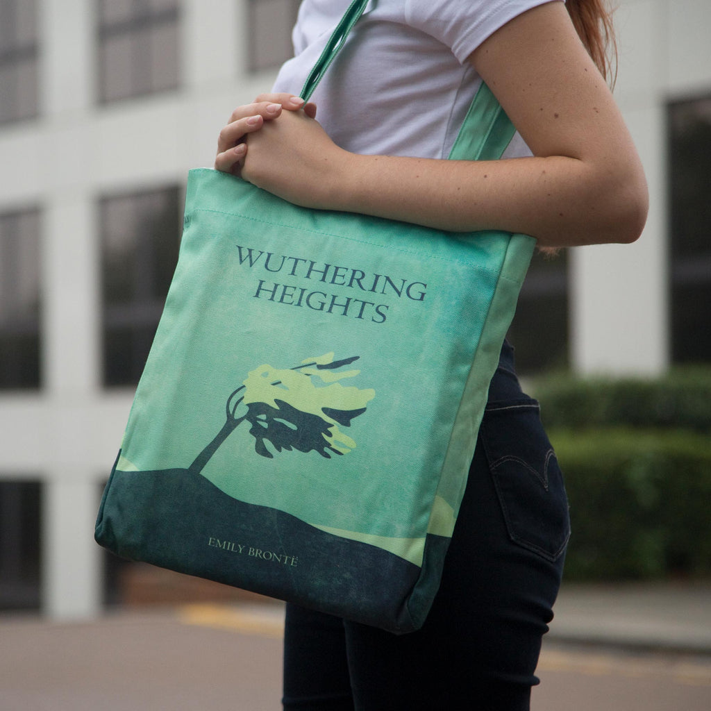 Wuthering Heights Green Tote Bag by Emily Brontȅ featuring Lone Tree design, by Well Read Co. - Model Standing