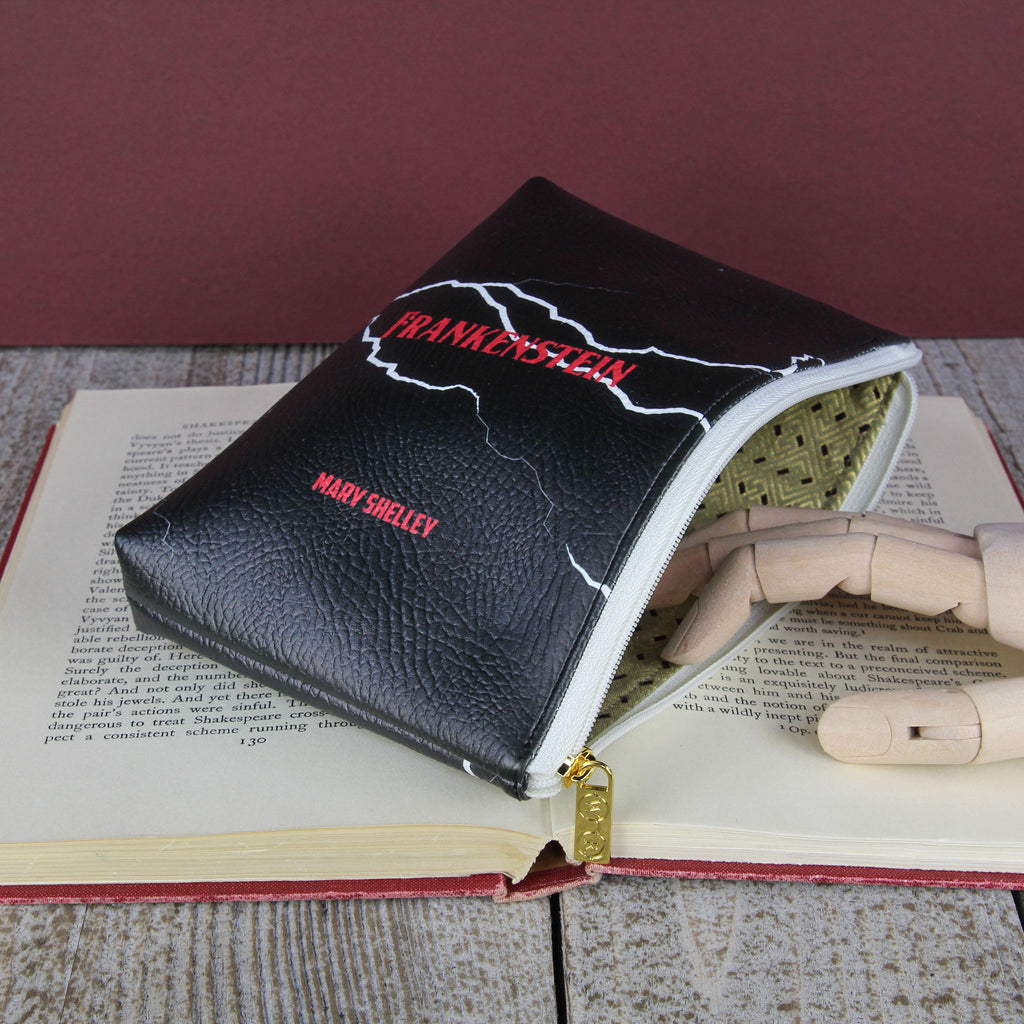 Frankenstein Black Pouch Purse by Mary Shelley featuring Lightning Flash design, by Well Read Co. - Inside