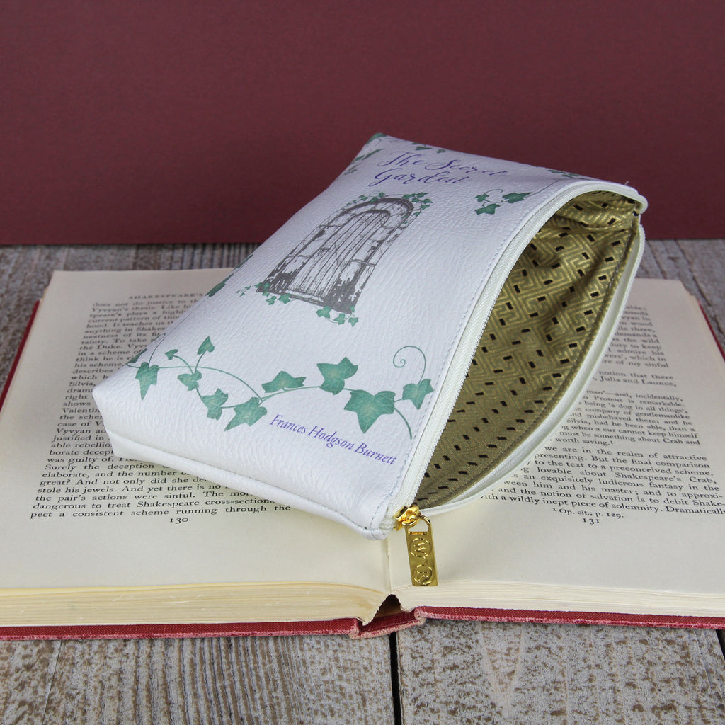 The Secret Garden Green Pouch Purse by F.H. Burnett featuring Ivy-covered Gate design, by Well Read Co. - Pouch