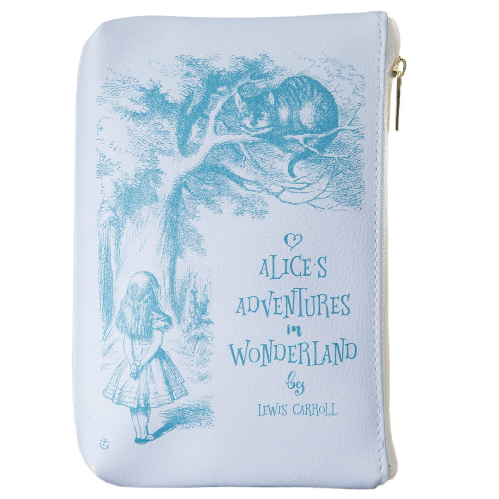 Alice's Adventures in Wonderland Purple Wallet Purse by Lewis Carroll featuring Alice and Cheshire Cat design, by Well Read Co. - Front