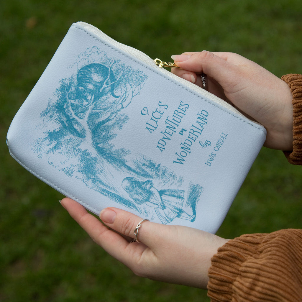 Alice's Adventures in Wonderland Purple Wallet Purse by Lewis Carroll featuring Alice and Cheshire Cat design, by Well Read Co. - Hand
