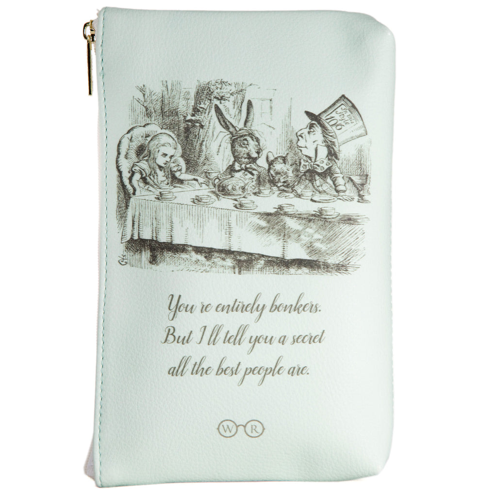 Alice's Adventures in Wonderland Green Pouch Purse by Lewis Carroll featuring Alice and Cheshire Cat design, by Well Read Co. - Back
