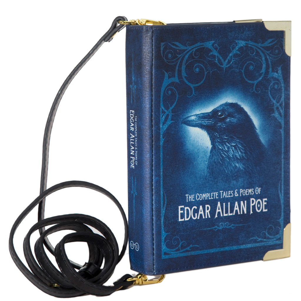 The Complete Tales and Poems of Allan Edgar Poe Dark Blue Bag by Allan Edgar Poe featuring Raven design, by Well Read Co. - Side