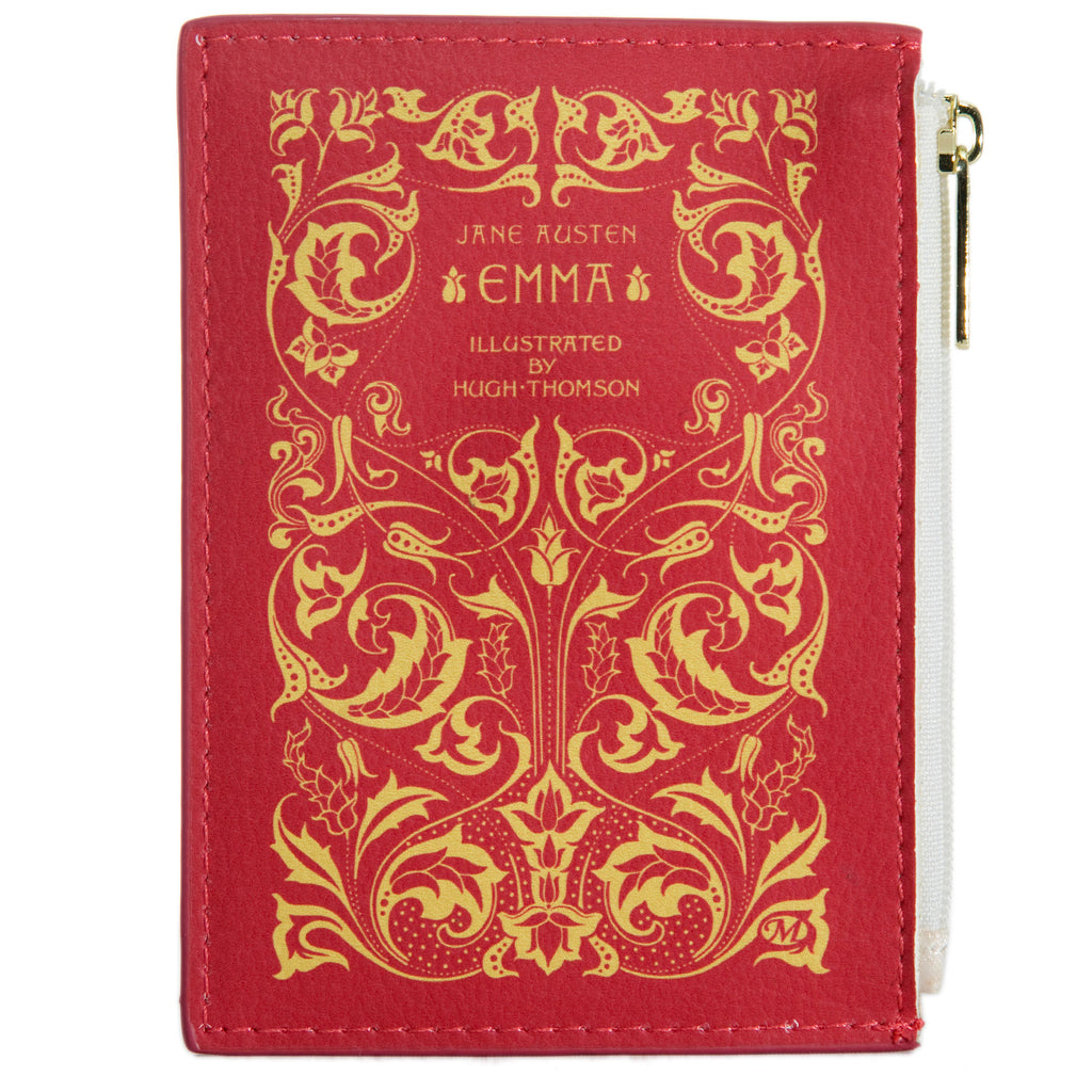 Emma Red Coin Purse by Jane Austen with Gold Leaf design, by Well Read Co. - Fronts