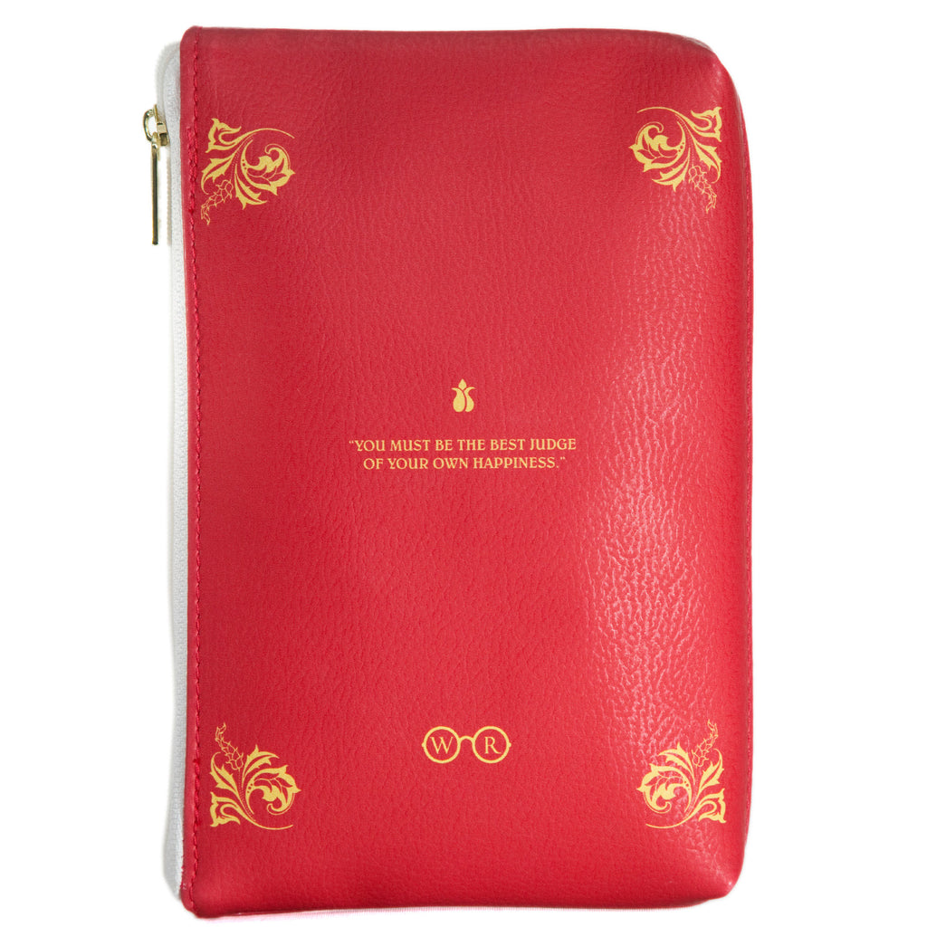 Emma Red Pouch Purse by Jane Austen featuring Ornate Gold Leaf design, by Well Read Co. - Back