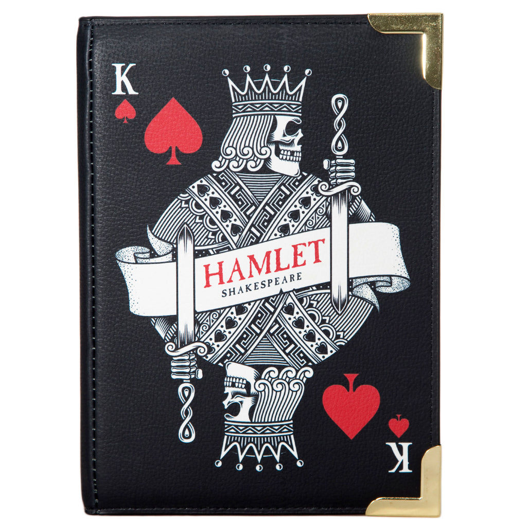 Hamlet Black Handbag by William Shakespeare featuring Playing Card design, by Well Read Co. - Front