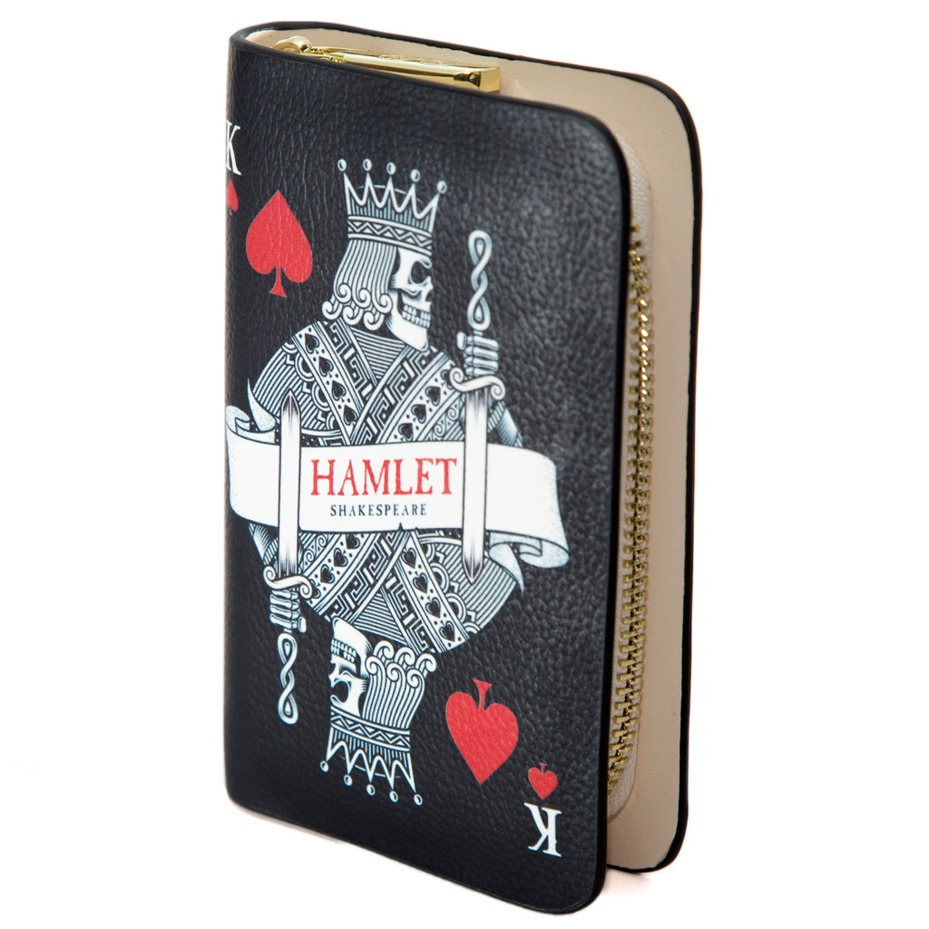 Hamlet Black Wallet Purse by William Shakespeare featuring Playing Card design, by Well Read Co. - Side