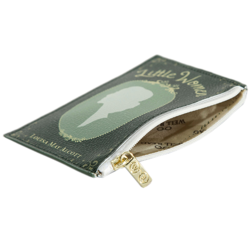 Little Women Green Coin Purse by Louisa May Alcott featuring Young Woman Profile, by Well Read Co. - Opened Zipper