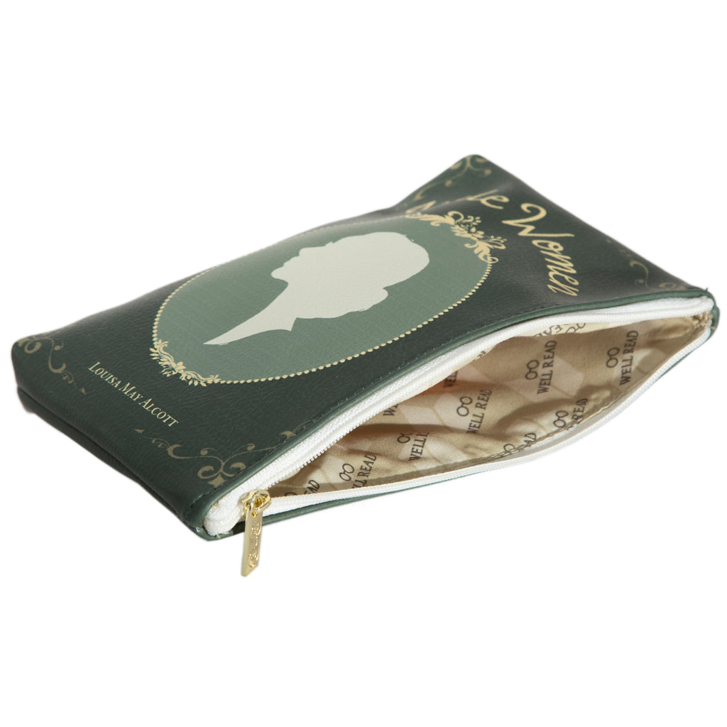 Little Women Green Pouch Purse by Louisa May Alcott featuring Young Woman Profile, by Well Read Co. - Opened Zipper