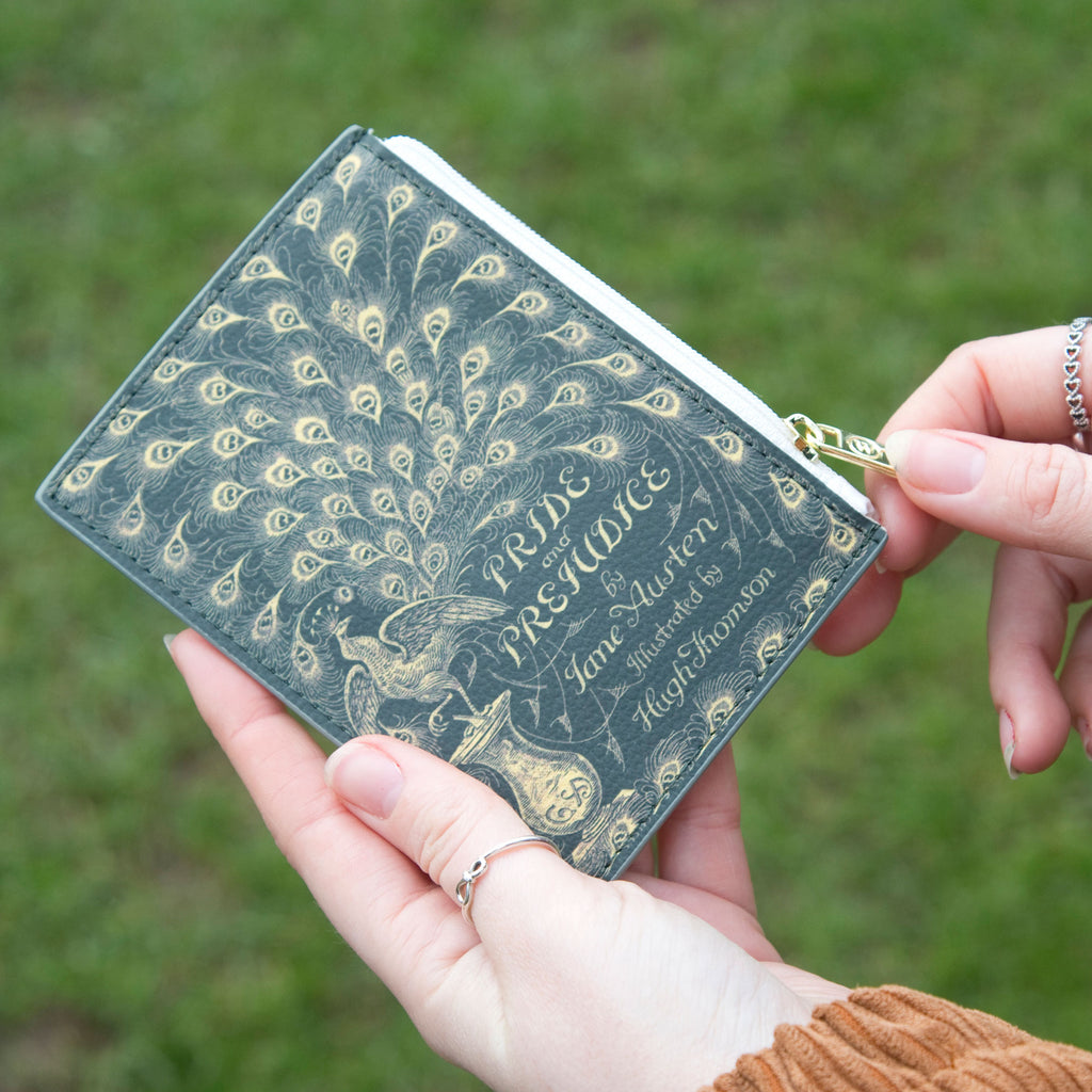 Pride and Prejudice Gold Peacock Coin Purse by Jane Austen featuring Hugh Thomson Cover design, by Well Read Co. - Hand